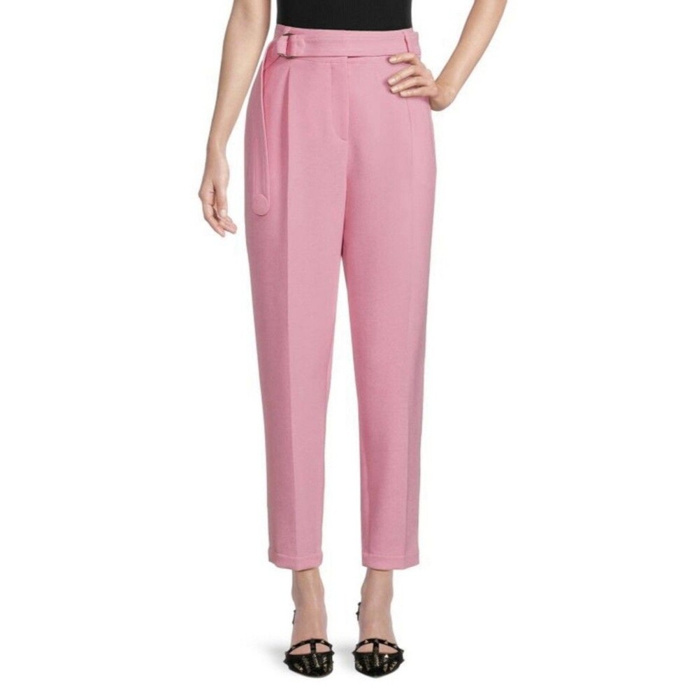 NWT Akris Punto Pink Tapered Leg Belted Pants Size 14 Trouser New